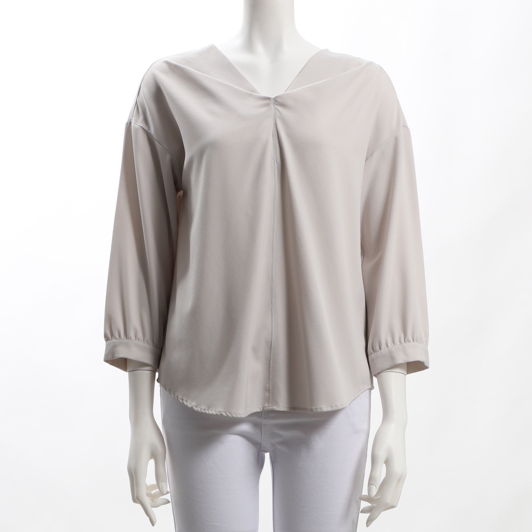 ストレッチジョーゼットVネックブラウス