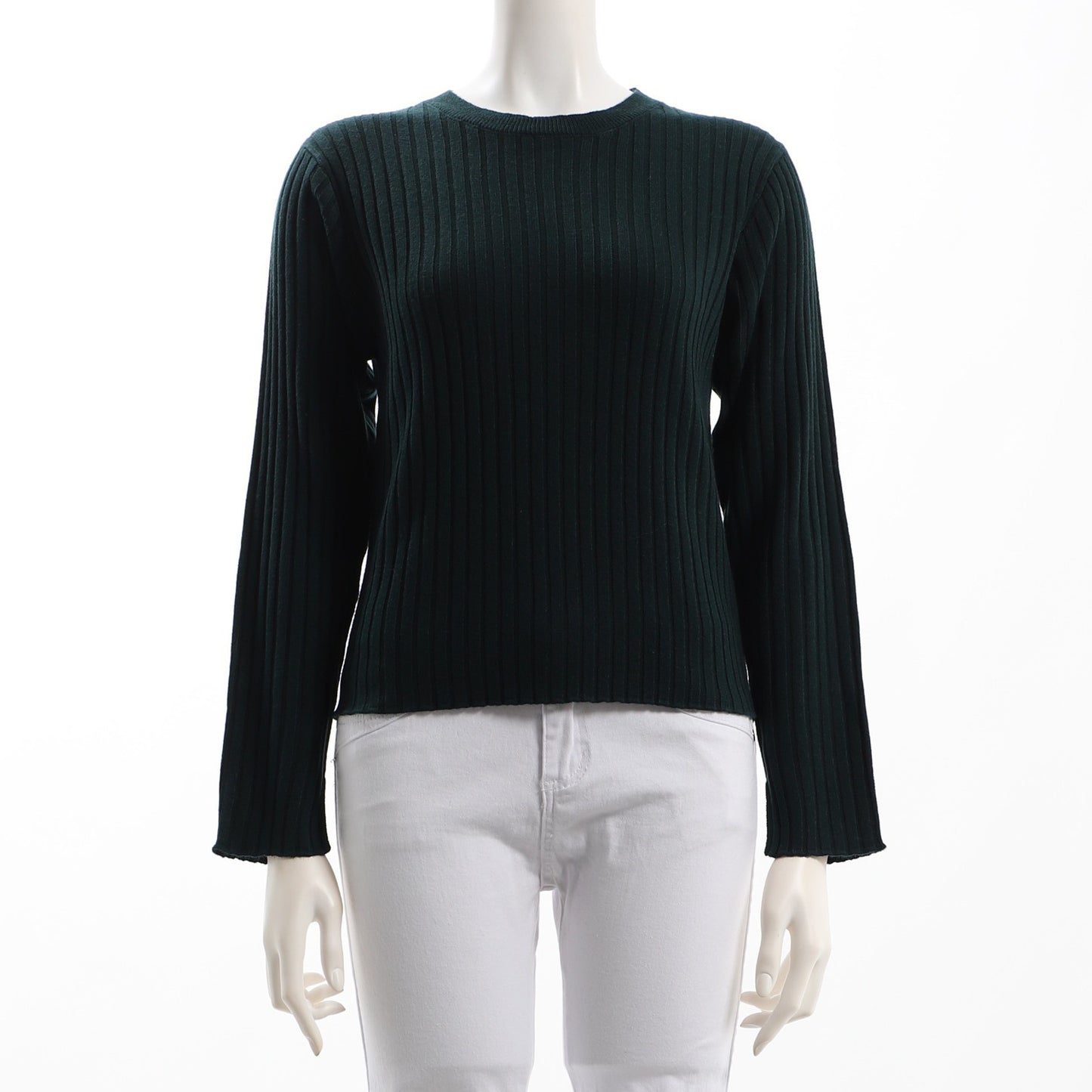 シンプルクルーネックリブニット