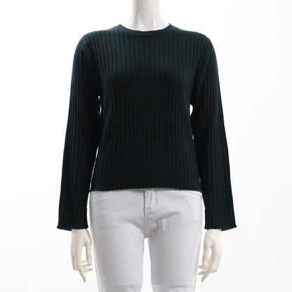 シンプルクルーネックリブニット