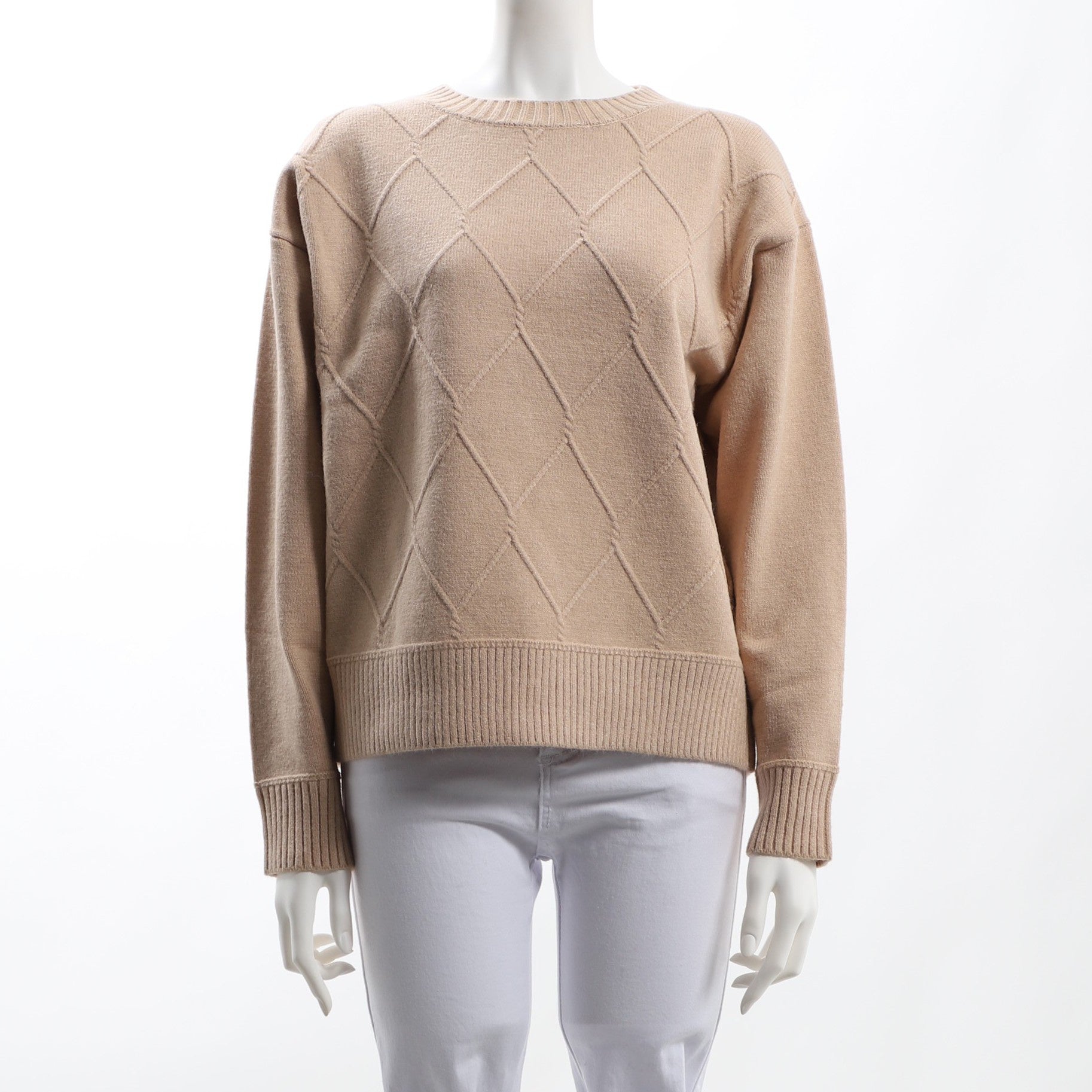 凹凸デザインクルーネックニット