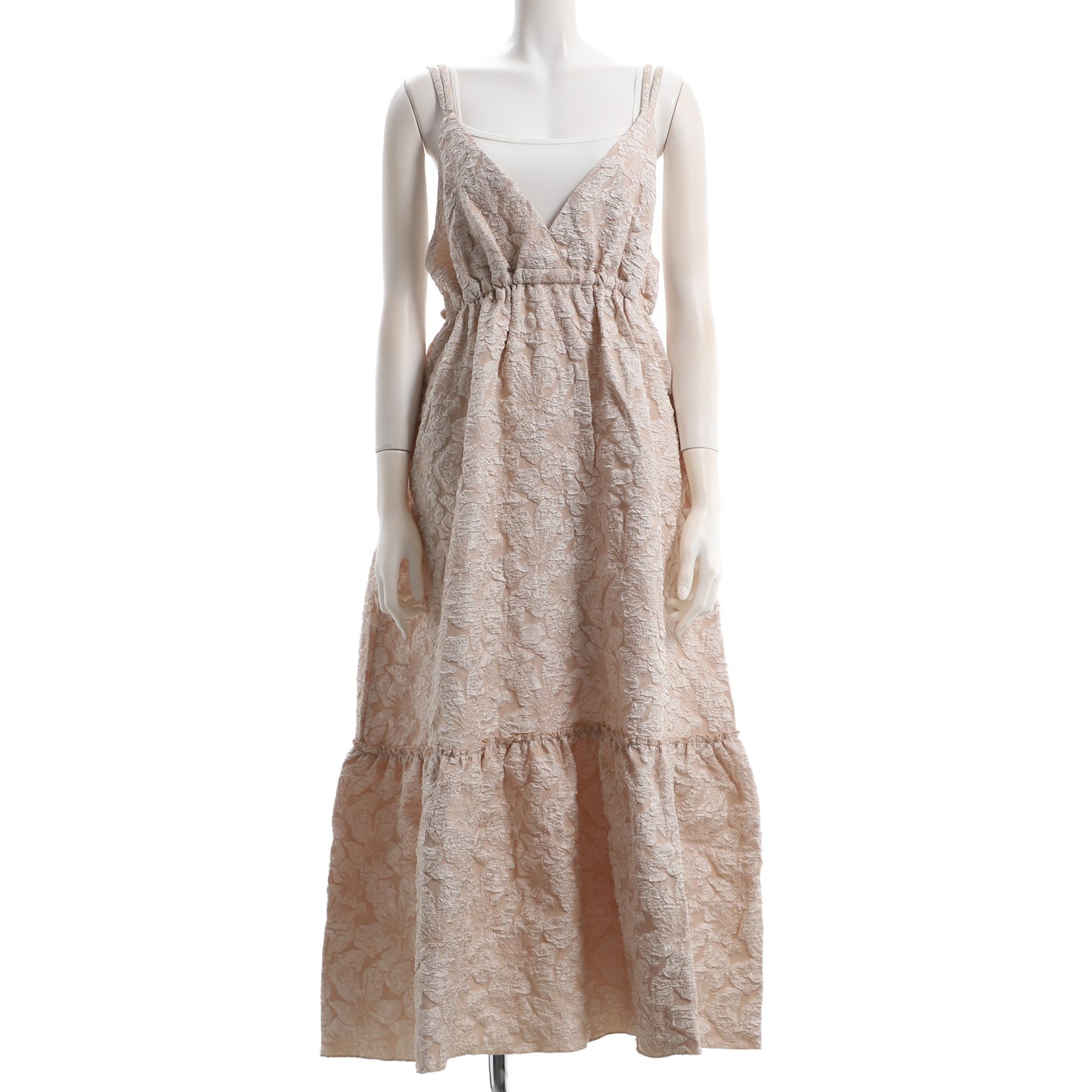 花柄ジャガードハイウエストキャミワンピース