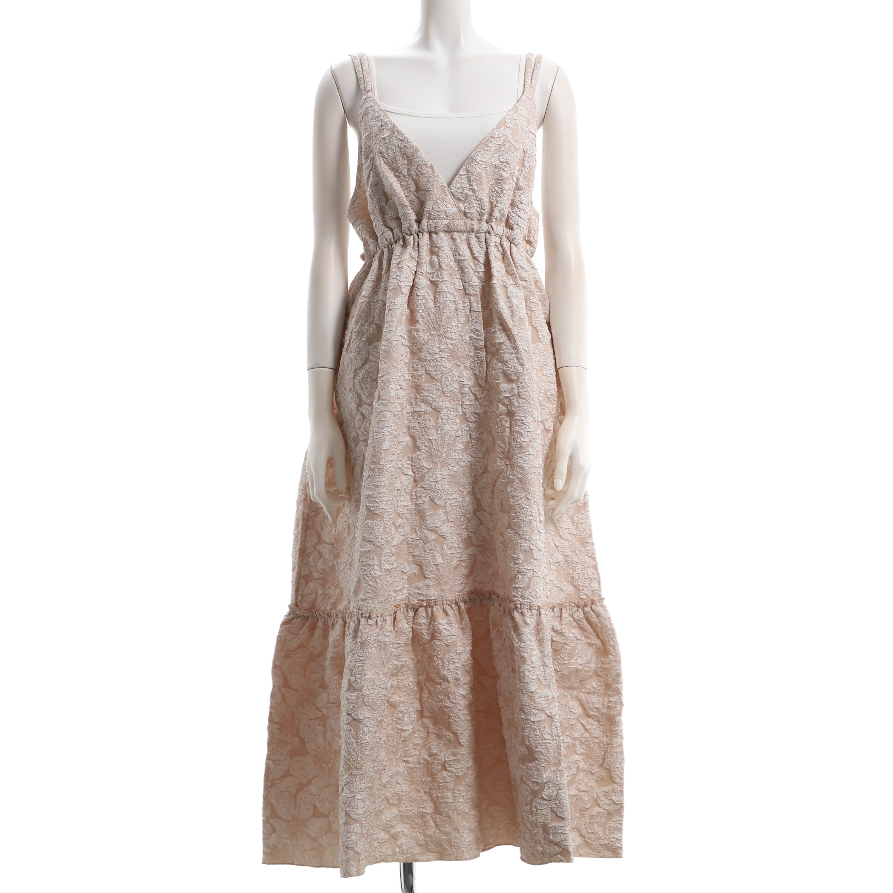 花柄ジャガードハイウエストキャミワンピース