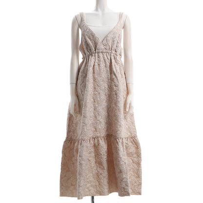 花柄ジャガードハイウエストキャミワンピース