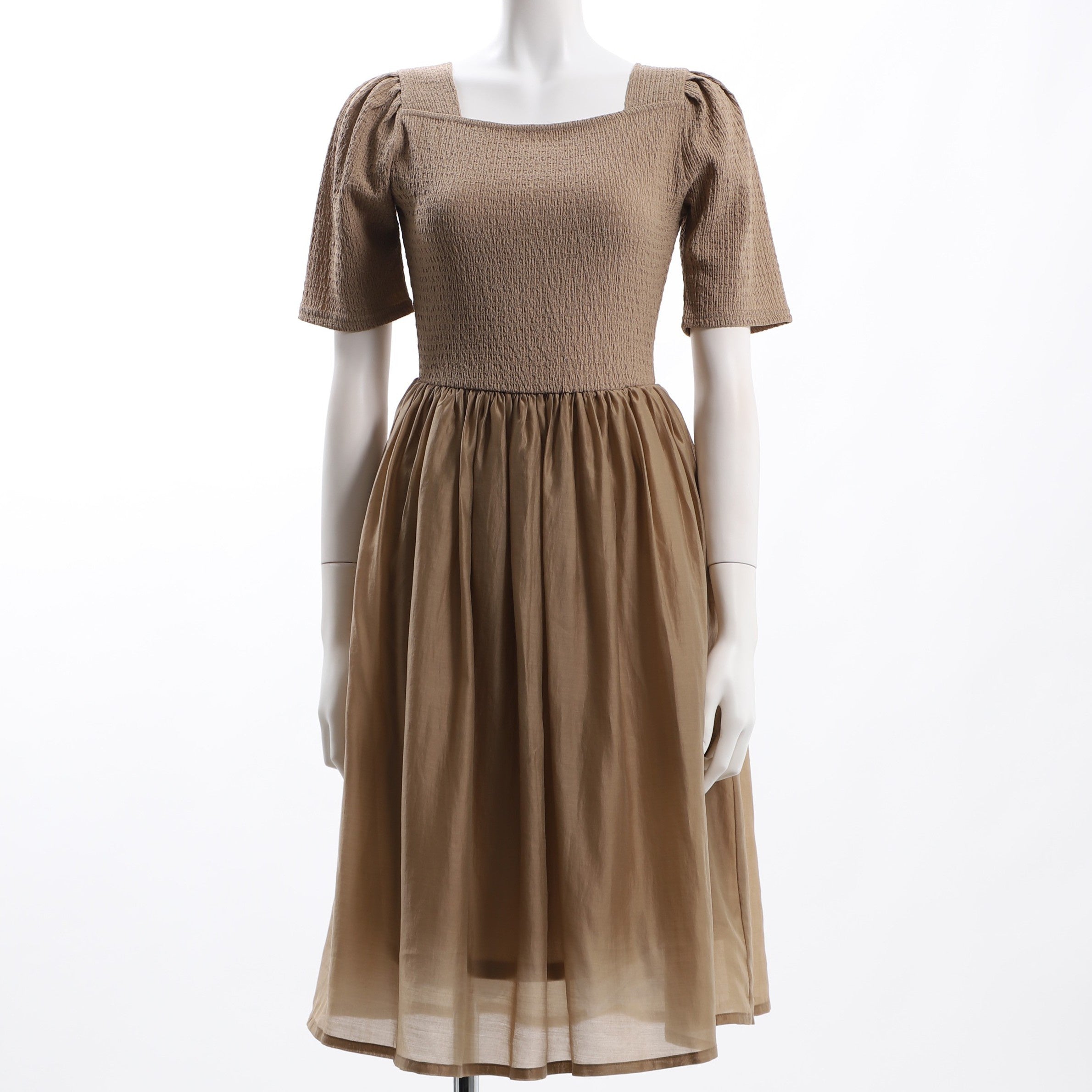 ポコポコシャーリング異素材ドッキングワンピース