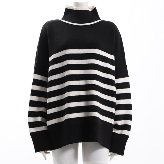 ボーダーバックスリットハイゲージニット