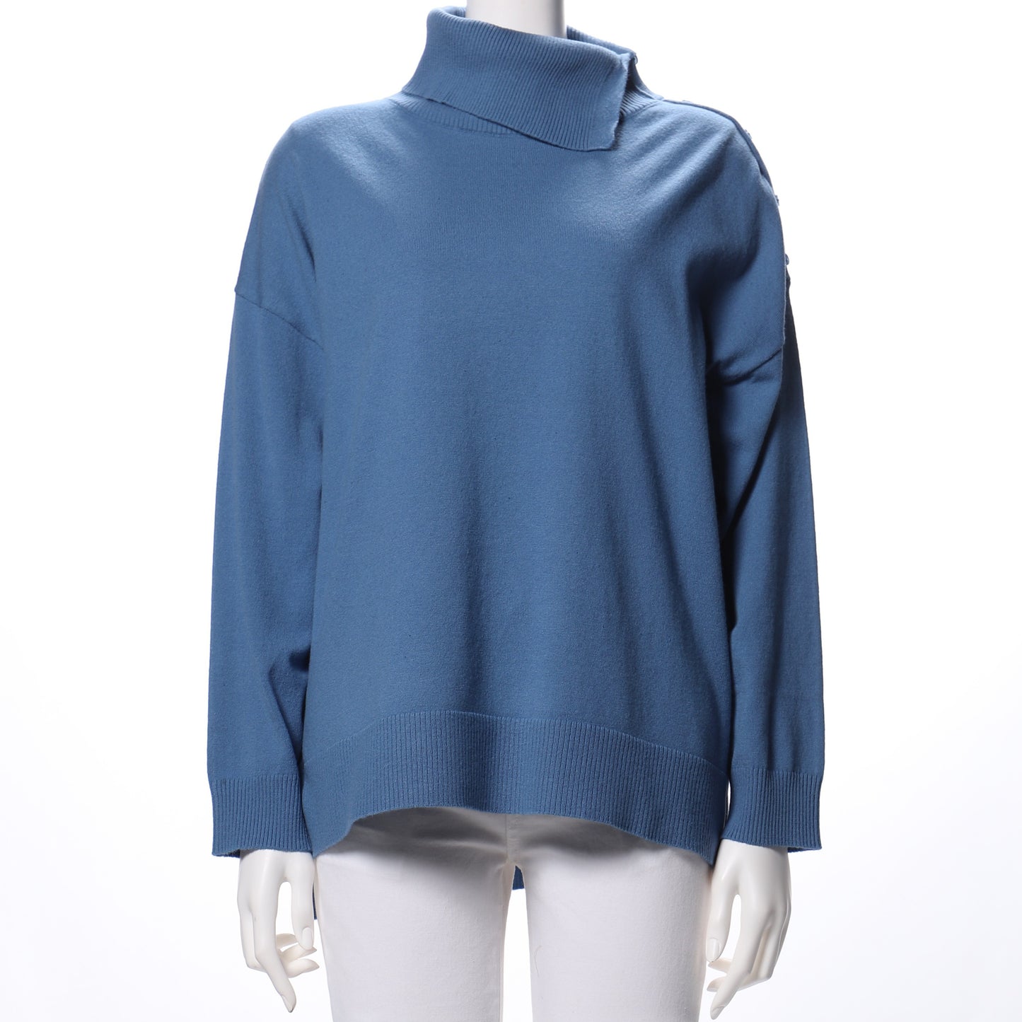 肩ボタンデザインドロップショルダーニット