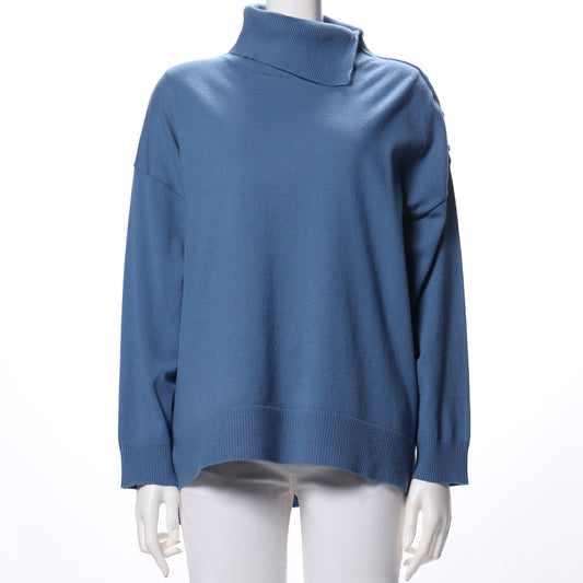 肩ボタンデザインドロップショルダーニット