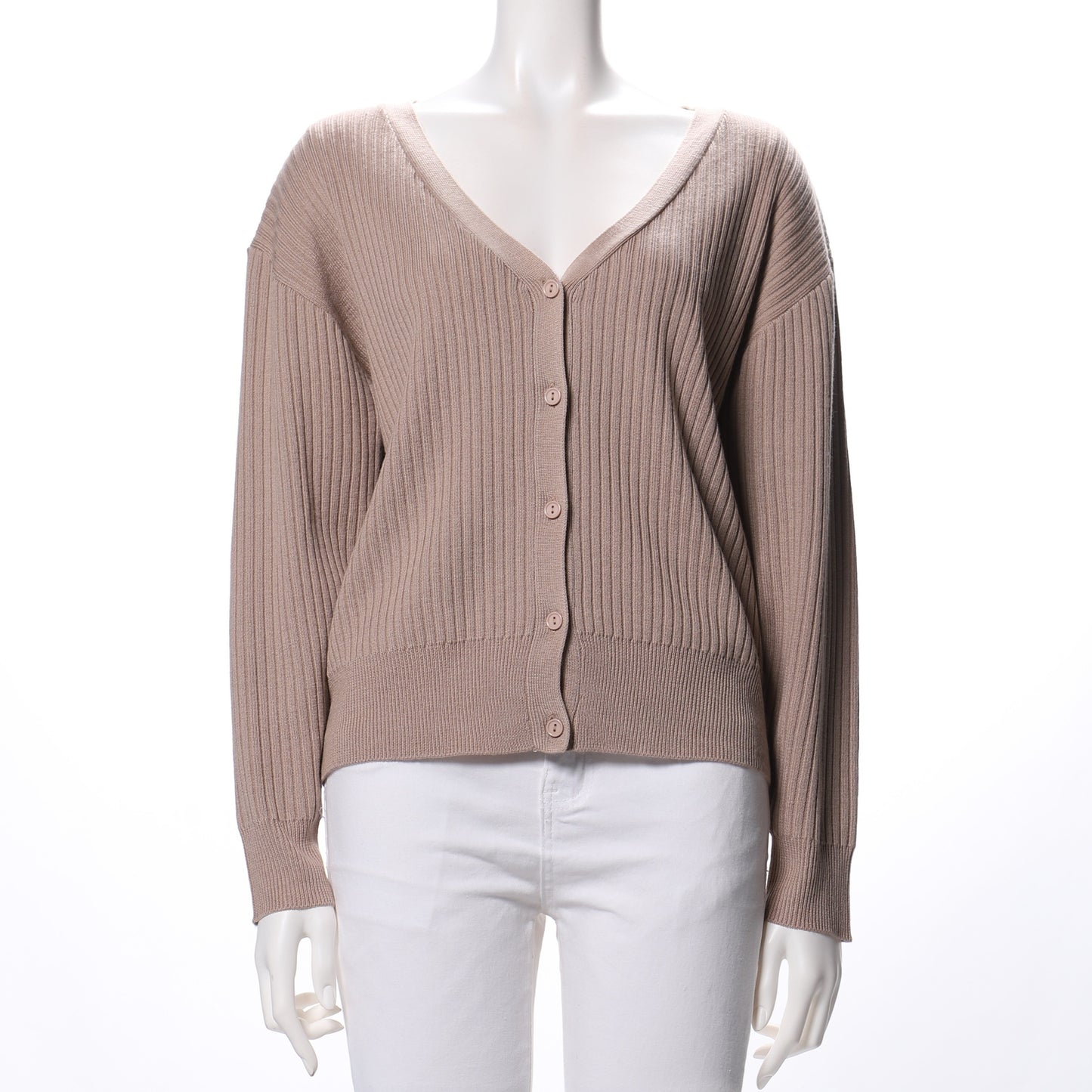 前開きリブカーディガン