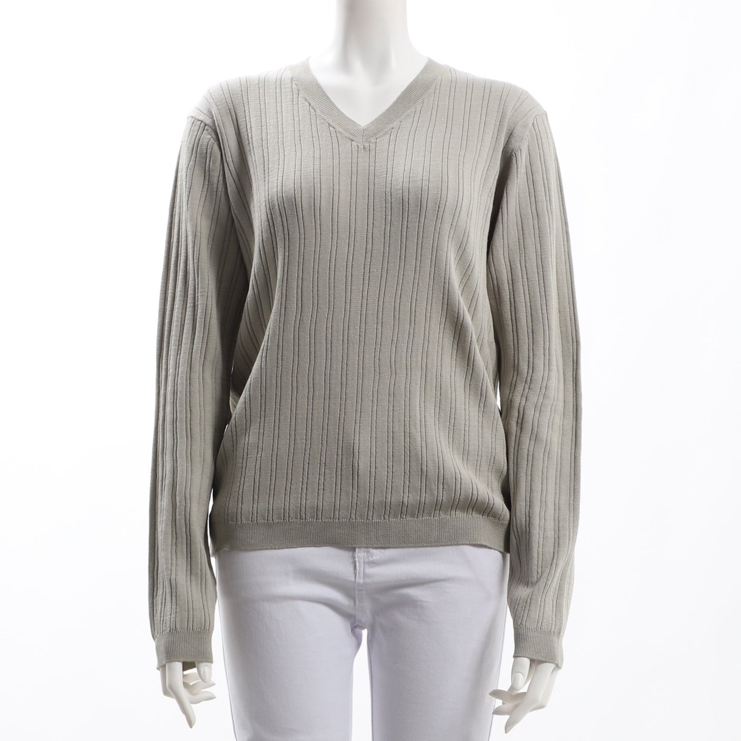 サイドボタンVネックリブニット