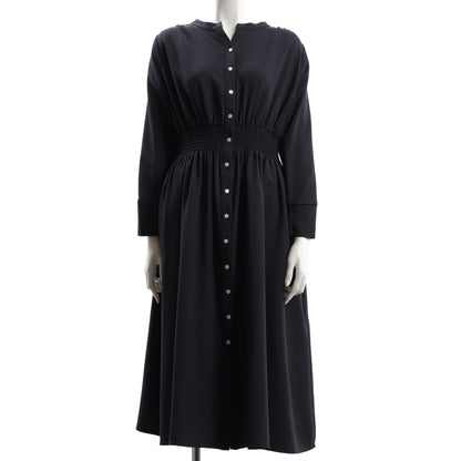 ウエストシャーリング前ボタンデザインワンピース