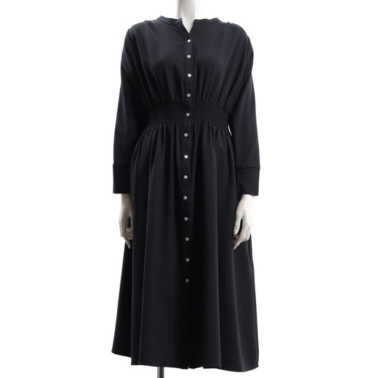 ウエストシャーリング前ボタンデザインワンピース