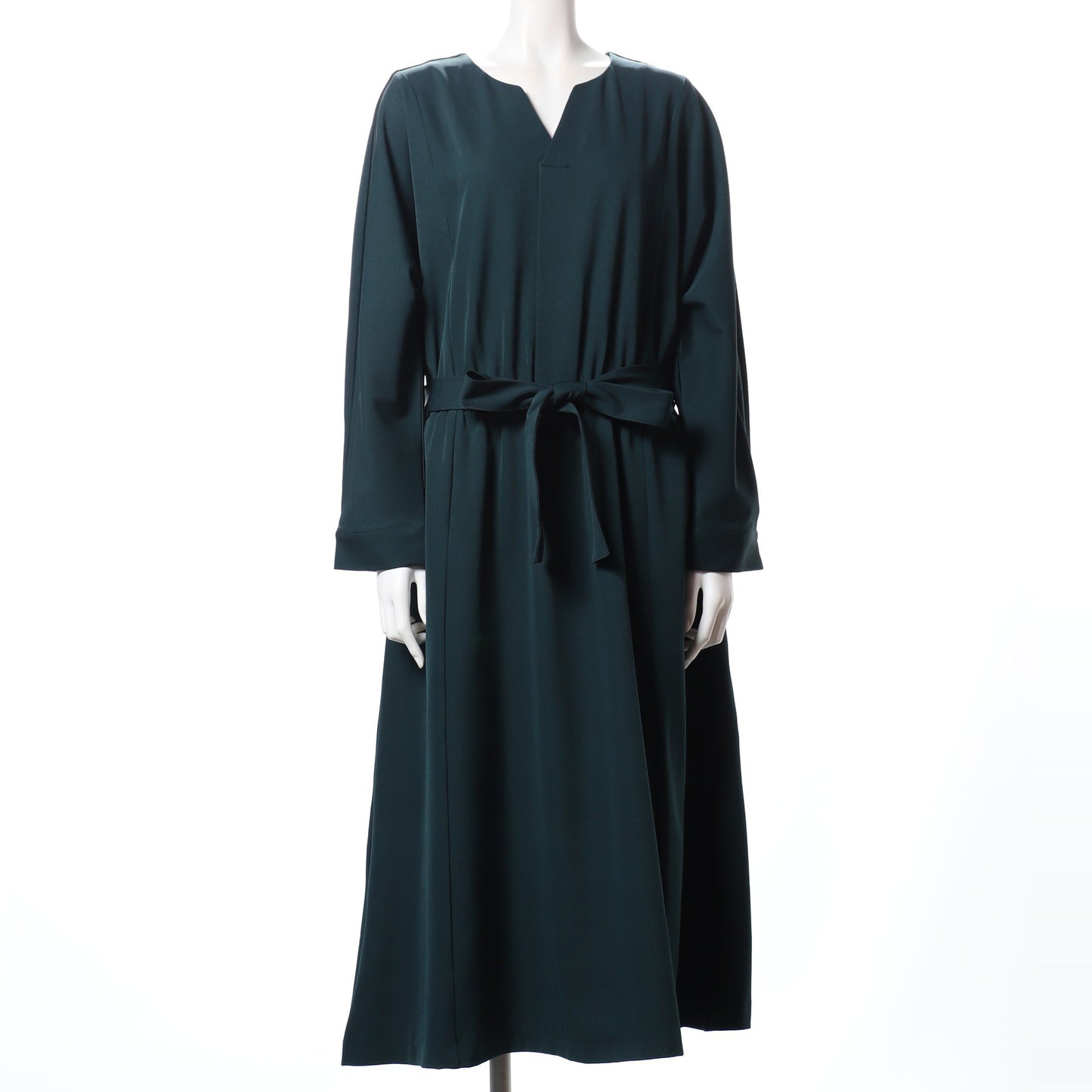 ウエストリボンオープンフロントネックワンピース