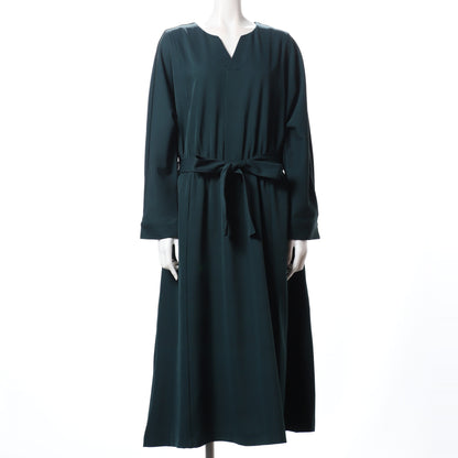 ウエストリボンオープンフロントネックワンピース