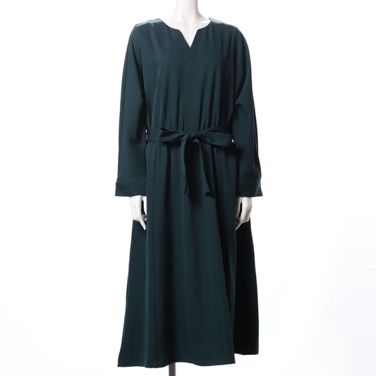 ウエストリボンオープンフロントネックワンピース