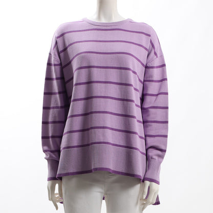 サイドスリットボーダー柄ニット