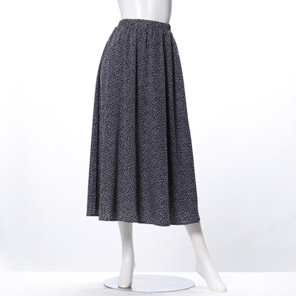 レオパード風ランダムドット柄ギャザーフレアスカート