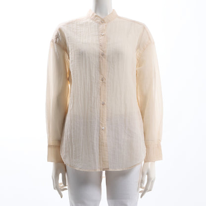 シアー素材スタンドカラーシャツ