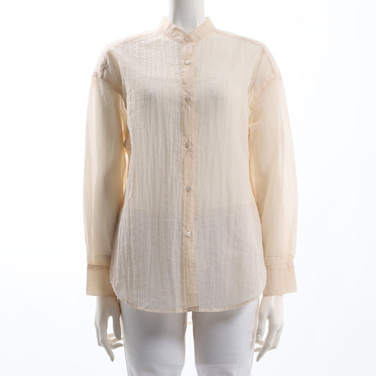 シアー素材スタンドカラーシャツ