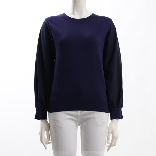 袖布帛切り替え異素材ニット