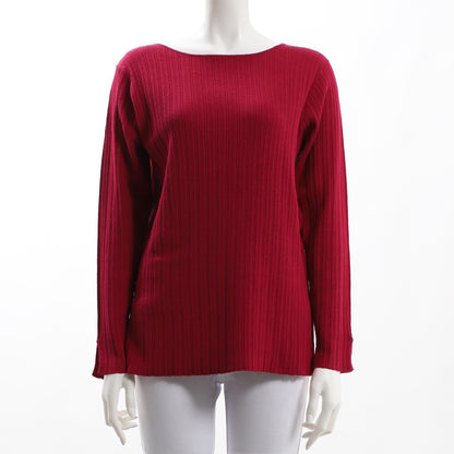 スリット入りボートネックリブニット