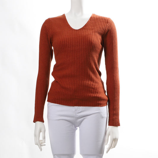 リブVネックニット