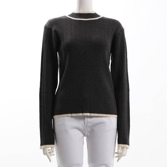 バイカラーデザインハイネックニット