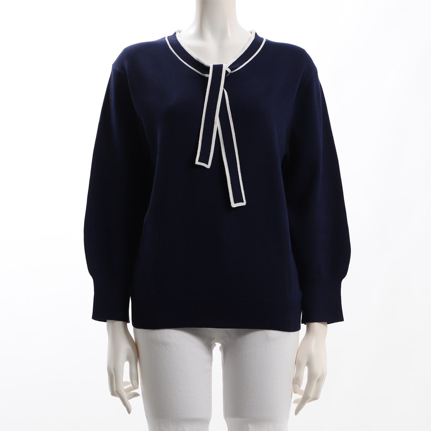 バイカラーボウタイハイゲージニット