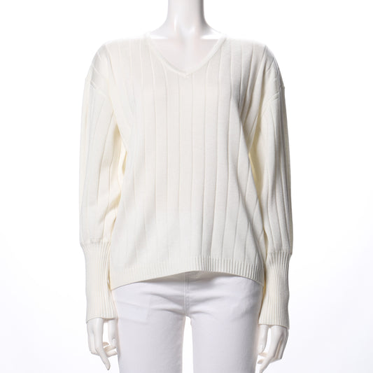 ワイドリブVネックニット