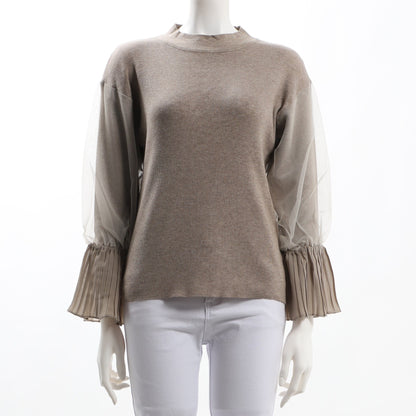 袖チュールデザインニット