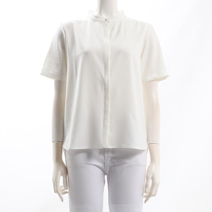 メタルボタンバンドカラーブラウス