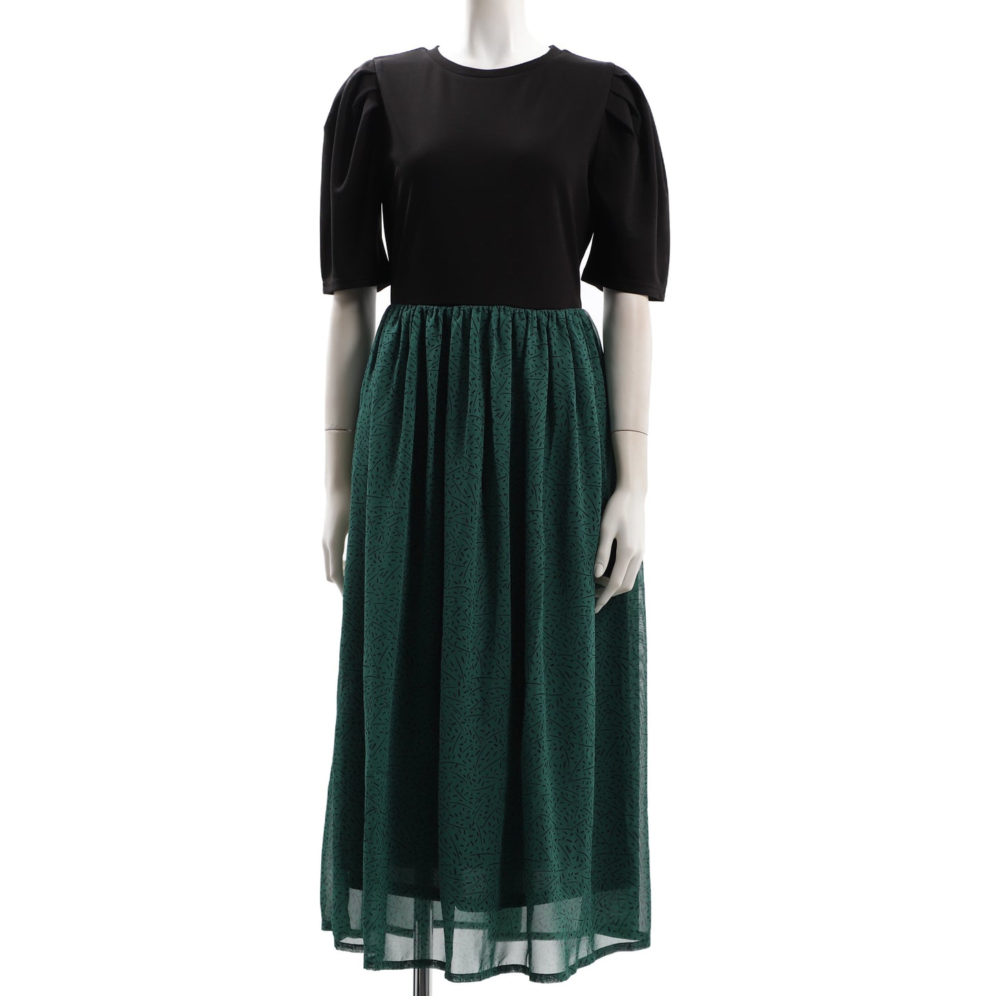 幾何学プリントドッキングワンピース