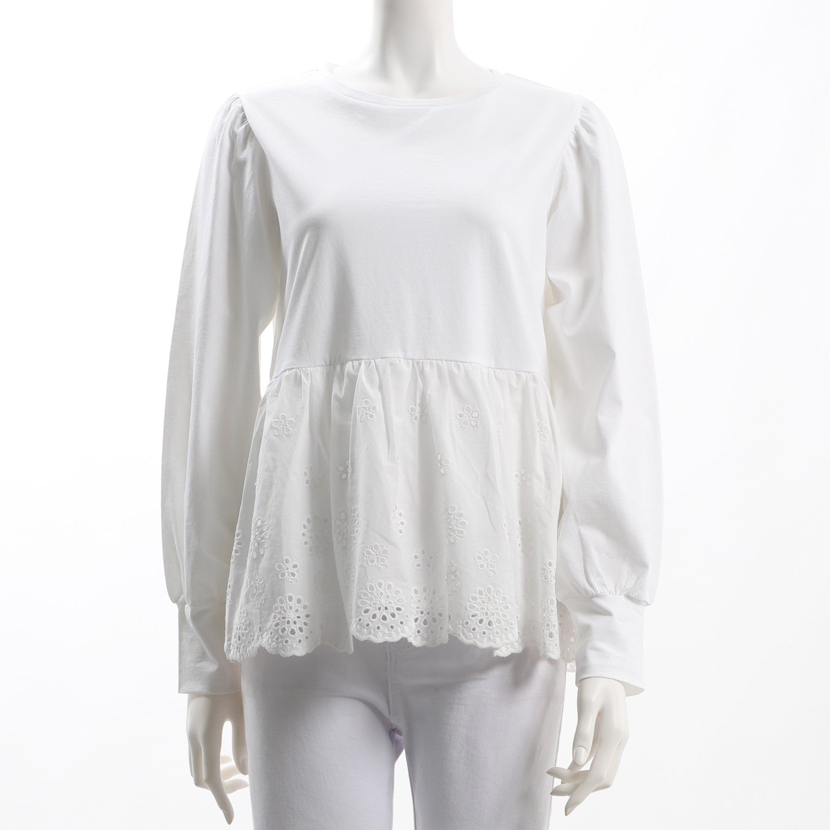 コットンレース切替クルーネックカットソー