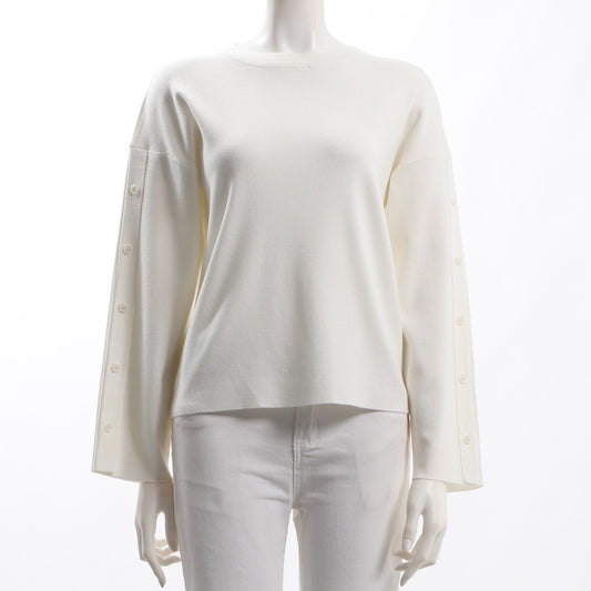 お袖のボタンデザインドロップショルダーニット