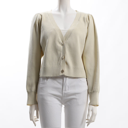 メタルボタン付きVネックカーディガン
