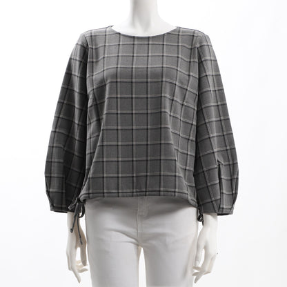 チェック柄サイドドロストカットソー