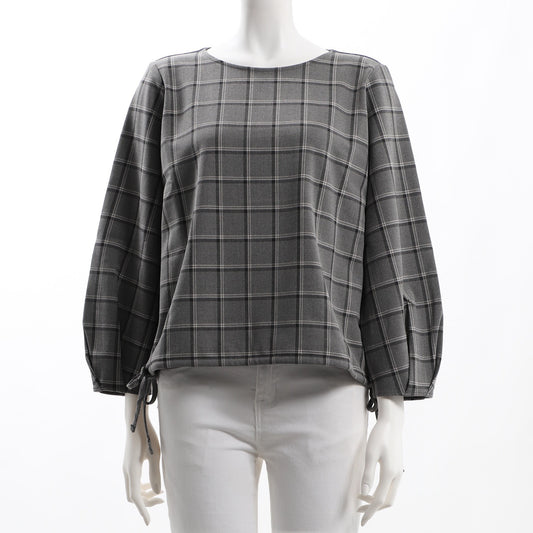 チェック柄サイドドロストカットソー