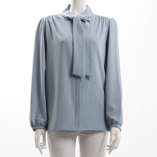 ギャザーボウタイブラウス