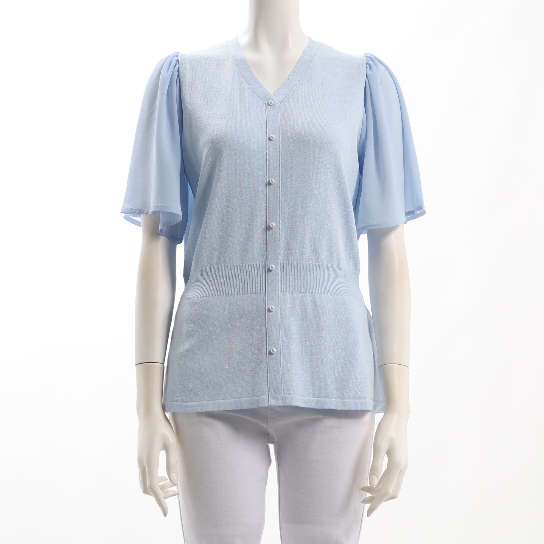 パールボタンペプラムニット