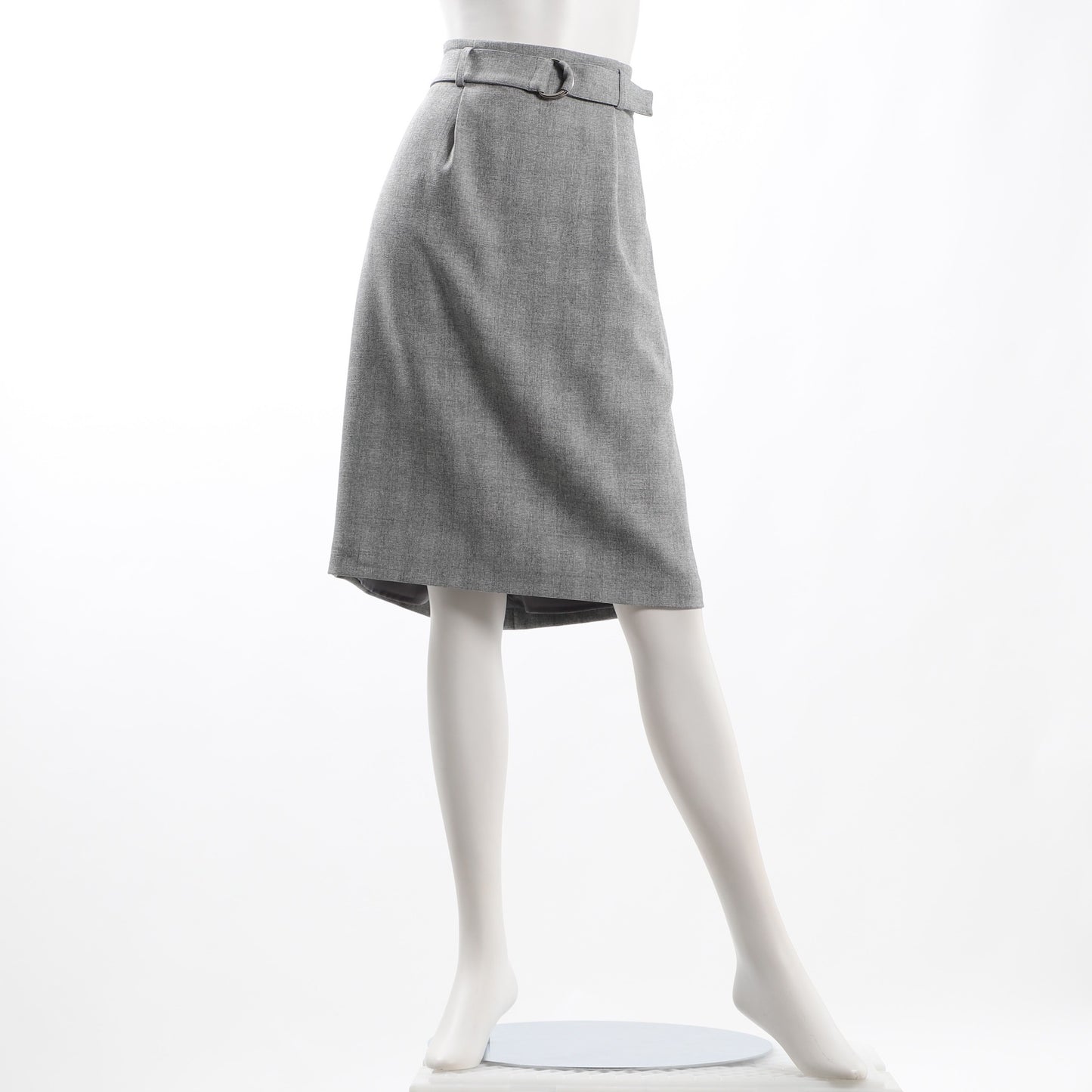 Dカンベルト付きストレッチウール調セミタイトスカート
