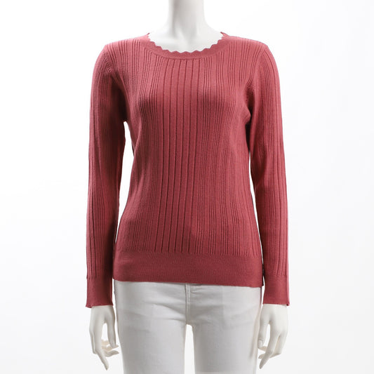 スカラップネックニット