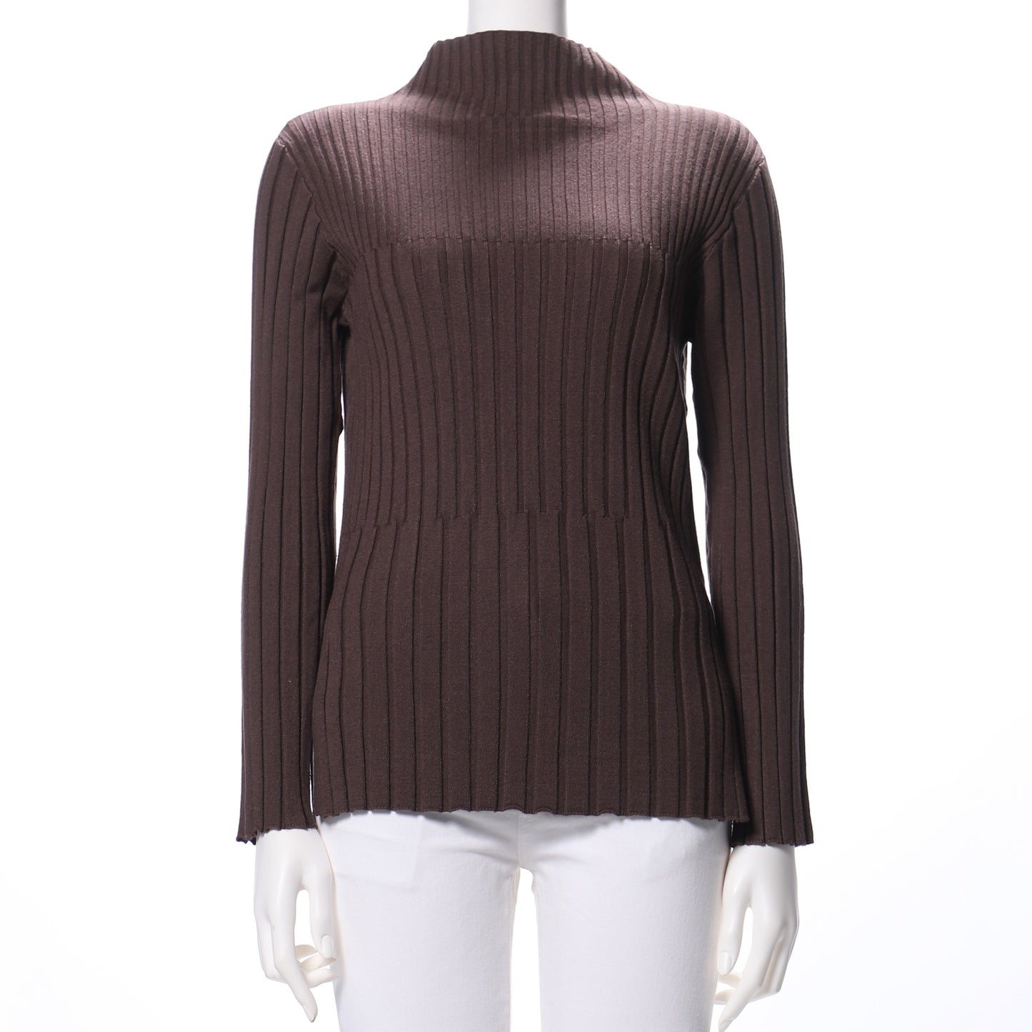 サイドスリットハイネックリブニット