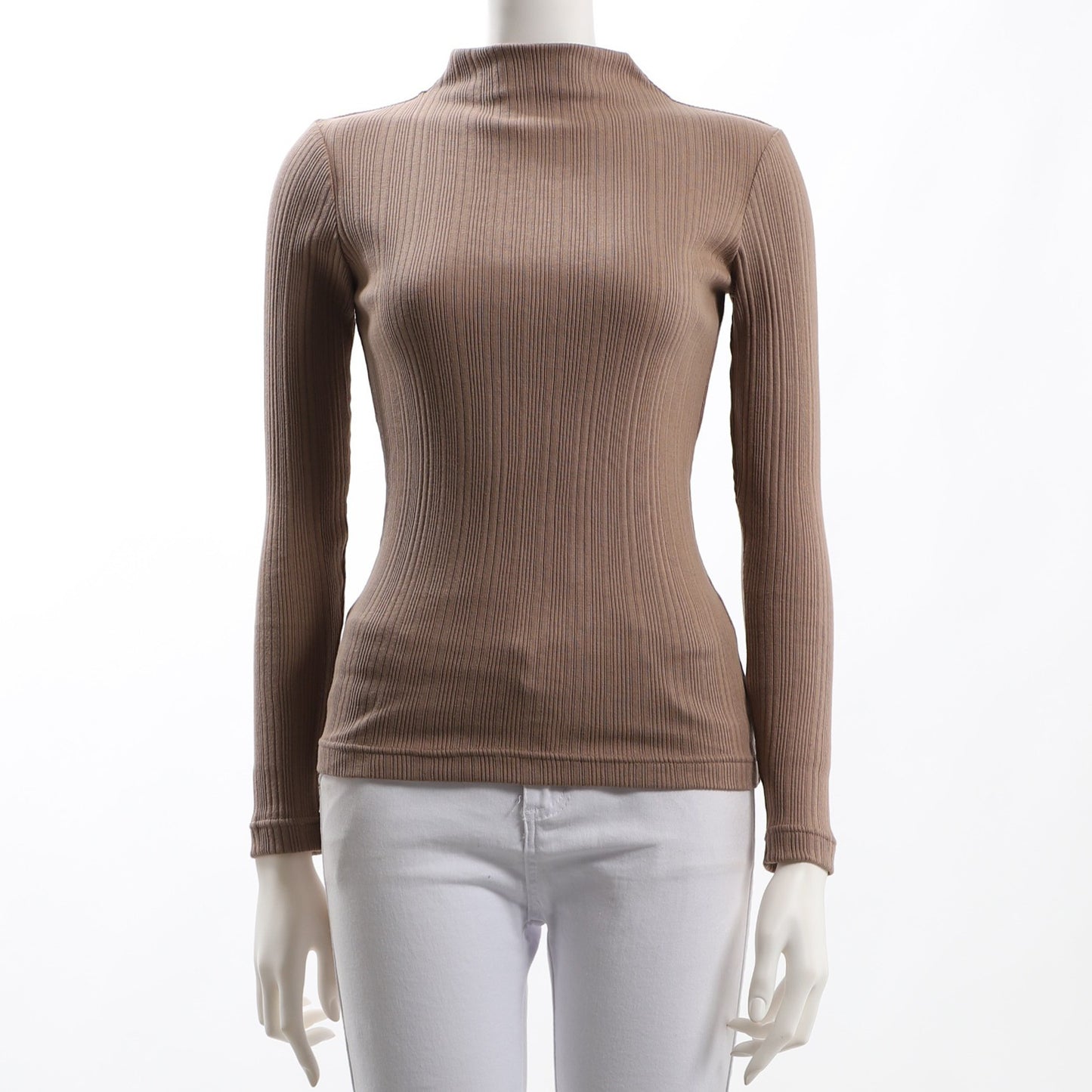 ボトルネックリブカットソー