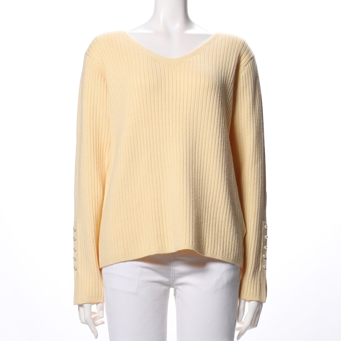 パールボタンVネックニット