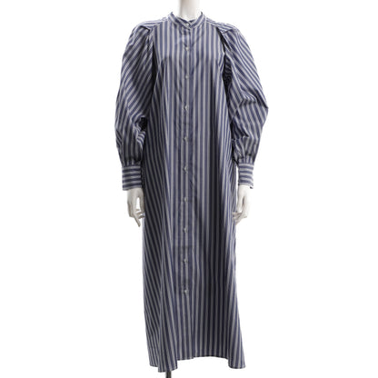 ふんわりボリューム袖ストライプワンピース