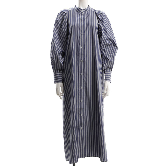 ふんわりボリューム袖ストライプワンピース