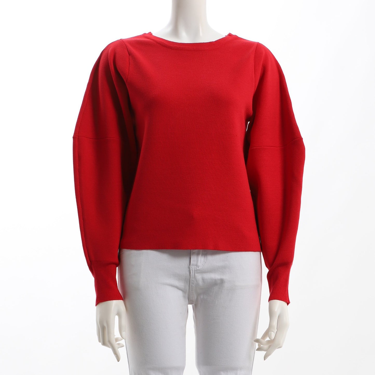 ボリュームスリーブクルーネックニット