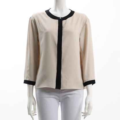 バイカラー ネックラインデザインブラウス