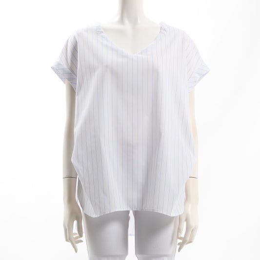 ストライプ柄Vネックシャツブラウス