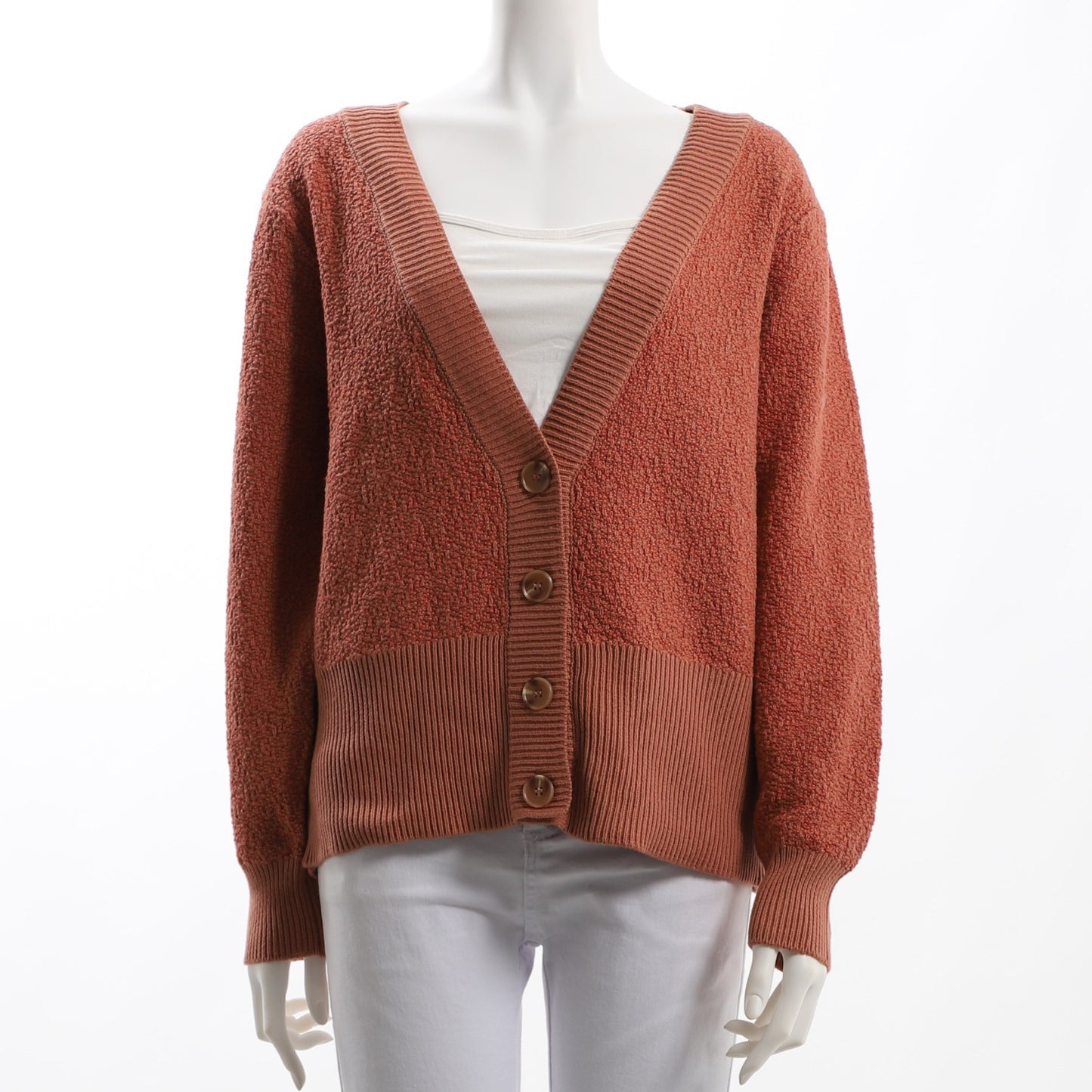 格子MIX柄Vネックカーディガン