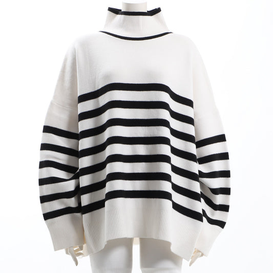 ボーダーバックスリットハイゲージニット